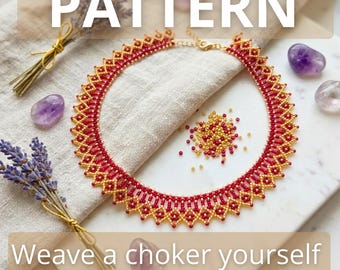 Diy Bead  Blueprints Pattern Tutorial Beading Necklaces Choker Pretty Ethnic Easy Meditation Yoga Jewelry Mini Album Pretty PDF file warming