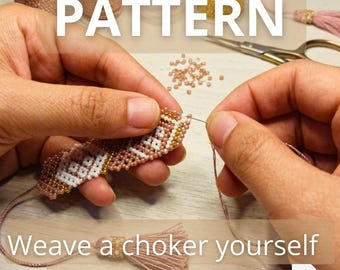 Pattern Beaded Necklace Blueprint Making Handmade Choker Cute Glass Step by Step Instruction for Bead weaving luxury trendy jewelry gift her