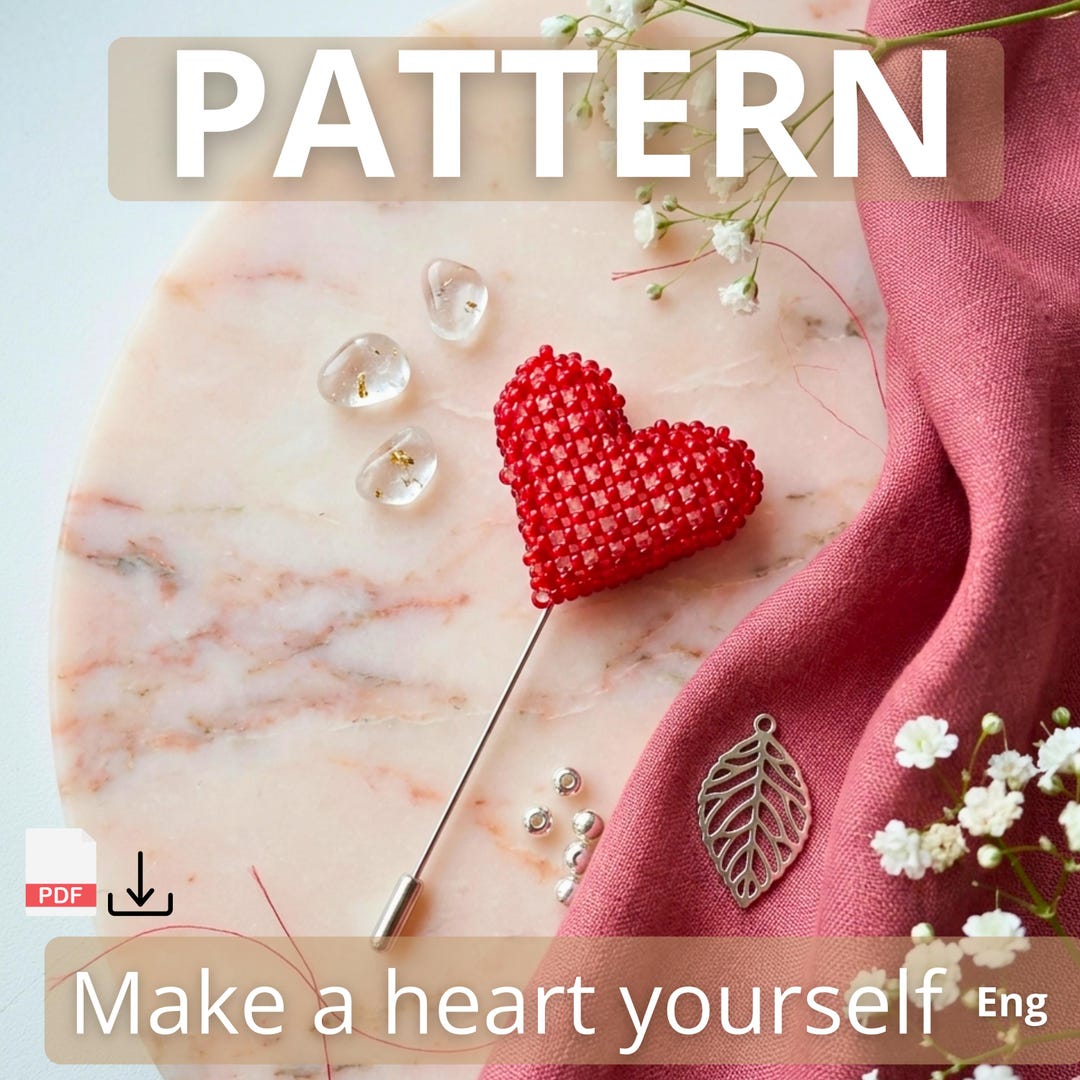 Pin Hearts Pattern Patterns Beadwork Heart Pin Blueprints Clips DIY Crafts Making Charm ...