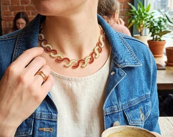 Handmade Beaded Statement Necklace – Elegant Festive Jewelry