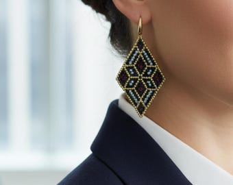 Dangle & Drop Beaded Earrings black gold boho dainty fantasy fun funky glass geometric light quirky simple statement handwriting womens gift