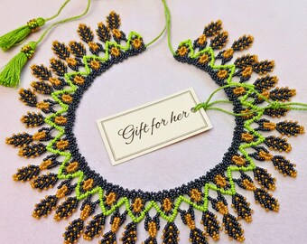 Necklace Beaded  Seed Jewelry collar daughter unusual ideas personalised teenager mum grandma wife friendship mama old godmother nana sister