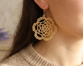 Glass Fantasy Fun Bead Earrings Girls Flower funky  geometric holiday dainty dangle dangling dangly drop gold pretty ornament rose her set