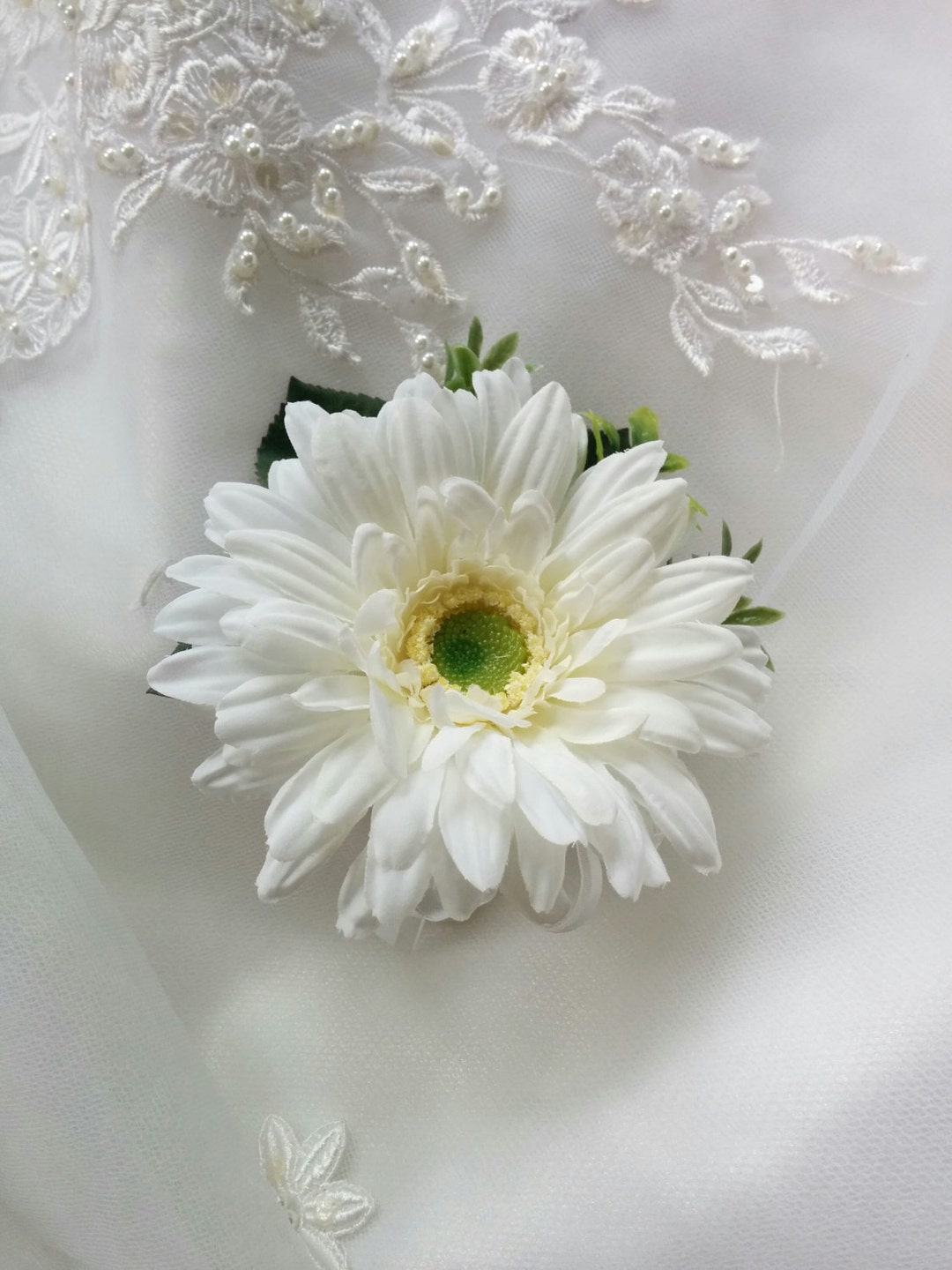 Wedding Silk White Gerbera Daisy Corsage Silk Wedding - Etsy Australia