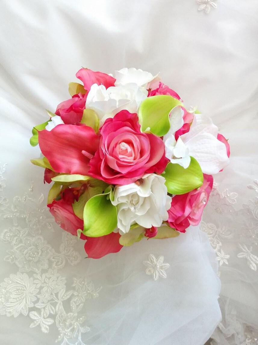 Tropical Destination Wedding Hot Pink Lime Green and White Etsy