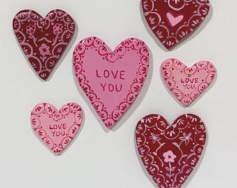 Handmade Clay Heart Magnet - Valentines Gift | Handmade Fridge Decor