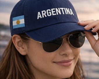 Argentina Baseball Cap with Flag Embroidery | Classic Dad Hat | Adjustable Cotton Cap | Argentina Inspired Gift | Soccer Fan Hat
