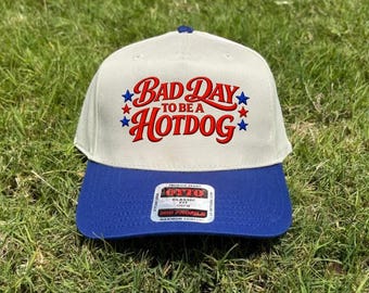 Bad Day To Be A Hotdog Trucker Hat, Funny Hotdog Hat, Embroidered Snapback, 4th of July BBQ Hat, Patriotic Meme Hat