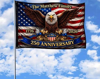 USA 250th Anniversary Flag 1776-2026, Patriotic Independence Day Flag, American Eagle Family House Flag, Fourth of July Decor