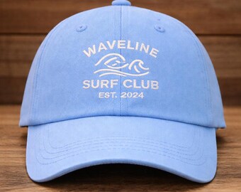 Waveline Surf Club Hat,Embroidered Hat Personalized Dad Cap Embroidery Logo baseball hat Bachelorette hats Custom caps