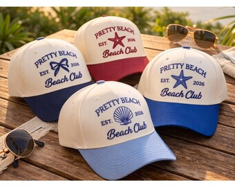 Custom Coastal Cowgirl Trucker Hat, Embroidered Beach Hat, Bachelorette Party Hat, Bride Squad Gift, Beach Wedding Hat