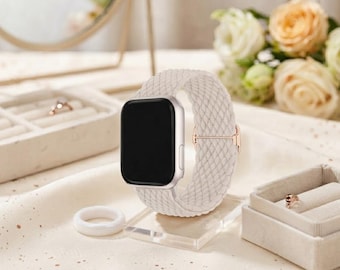 Woven Elastic Apple Watch Band, Braided Nylon Solo Loop Strap, Compatible with Ultra 2, Series 10 9 8 7 6 SE, 38-49mm, Unisex Gift