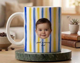 Personalized Baby Face Mug for New Dad, Custom Photo Coffee Mug, First Father’s Day Gift from Baby, Best Dad By Par Golf Mug, New Daddy