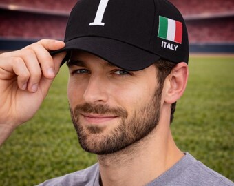 Italy Baseball Embroidered Hat, Italian Flag Pride Adjustable Sport Cap, Team Italy Fan Apparel, Embroidered Flag Hat, Gift for Italy Fans