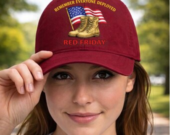 RED Friday Hat, Remember Everyone Deployed Cap, 250th Anniversary Patriotic Gift, American Flag Military Support, Veteran Appreciation Hat