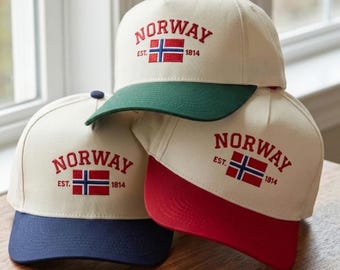 Norway Flag Embroidered Dad Hat, Norway Baseball Cap, Scandinavian Hat, Norway Travel Gift, Nordic Country Cap