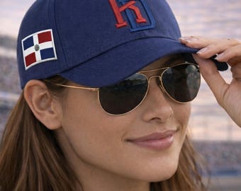 Dominican Republic Baseball Cap RD Logo | Red White Two Tone Hat | Embroidered Snapback Cap | Caribbean Style Hat