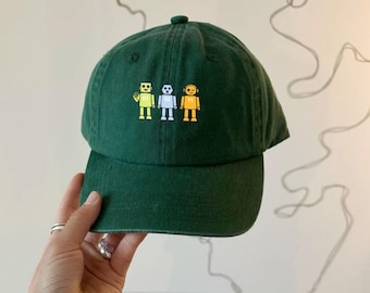 Binary Code Robot Hat, Programming Geek Cap, Funny Coding Humor Dad Hat, Computer Science Gift, Software Developer Embroidered Cap