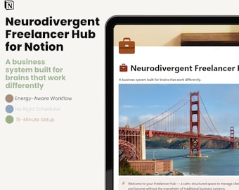 Neurodivergent Freelance Hub Notion Template | ADHD Business Dashboard | Energy Tracker for Freelancers | Simple Client & Project Manager