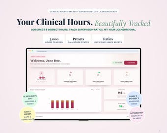 Clinical Hours Tracker App, Supervision Log for LCSW, LMFT, LPCC and Counseling Interns