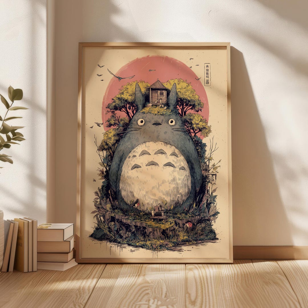 Totoro, Studio Ghibli Wall Art Print, Vintage Illustration Poster - Etsy