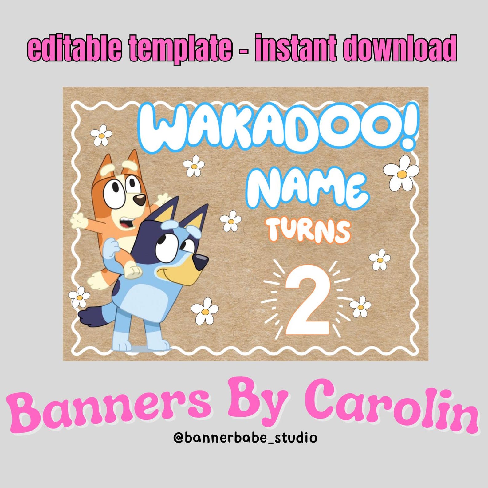 Bluey Birthday Banner Template – Wakadoo Name Turns (digital Download ...