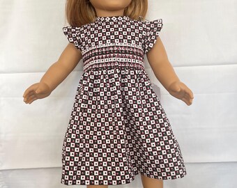 Ręcznie robiony letni strój dla lalki American Girl 18″ – sukienka letnia, kapelusz i akcesoria – ubranka dla lalek