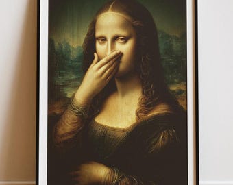 Funny Mona Lisa Bathroom Poster, Da Vinci Parody Wall Art, Stinky Restroom Decor, Humorous Renaissance Print, Classic Art Satire
