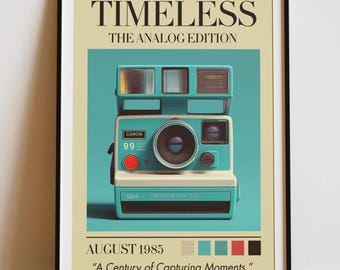 Vintage Polaroid Camera Poster, Retro Magazine Cover Wall Art, Timeless Quote Print, Nostalgic Photography Decor, Museum Quality Art Print