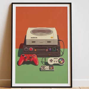 Retro Game Console Art Print | 80s 90s Tech Poster