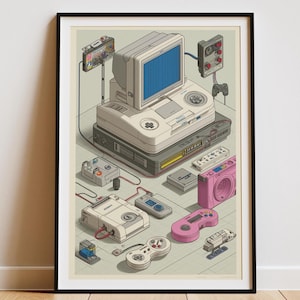 Arte informático vintage / Lámina tecnológica retro / Póster informático de los 80 y 90 / Decoración de pared para oficina friki / Idea de regalo clásica para amantes del PC