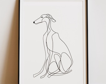 Elegant Sighthound Line Art Print | Minimalist Dog Breed Drawing