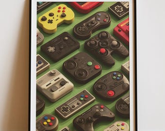 Retro Game Controller Kunstdruck | Kinderzimmer Deko