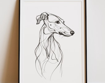 Elegant Sighthound Line Art Print | Minimalist Dog Breed Drawing