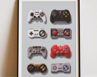 Retro Game Controller Kunstdruck | Kinderzimmer Deko