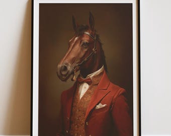 Antique Style Horse Portrait Print | Whimsical Animal Wall Art