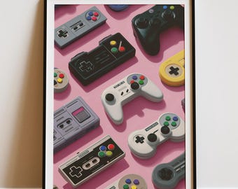 Retro Game Controller Druck | Nostalgische Gamer Wanddeko