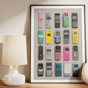 90-00-tals mobiltelefoncollageposter - Y2K Tech estetisk väggkonst - Retro mobiltelefontryck - Nostalgisk Nokia Motorola Gizmo-dekor