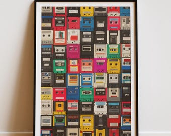 Floppy Disk Collage Poster | Retro Tech Wall Art | Vintage Computer Nerd Gift | 90s Aesthetic Office Decor | Nostalgic Geeky Studio Print