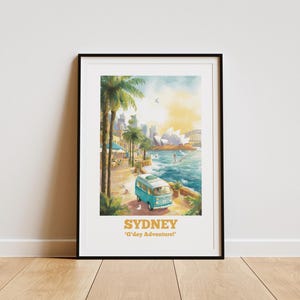 Sydney Travel Poster – Sydney Skyline Print, Australia Wall Art, Harbour Bridge & Opera House Poster, Scenic Travel, Gift Australia Lovers