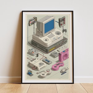 Vintage Computer Art | Retro Technology Print | 80s 90s Computing Poster | Nerd Office Wall Decor | Classic PC Gift Idea
