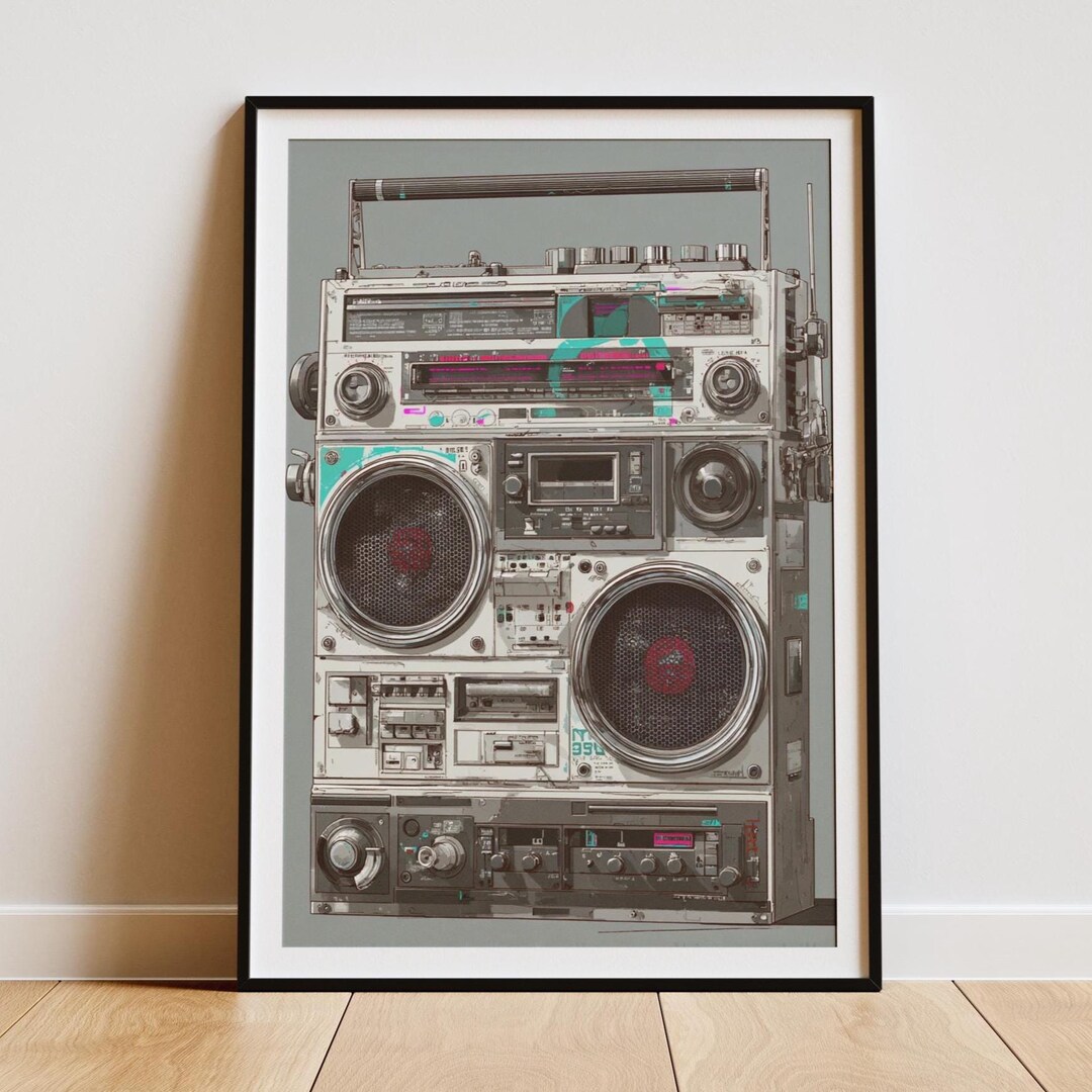 Retro Boombox Poster | 80s Hip Hop Ghetto Blaster Art Print | Vintage ...