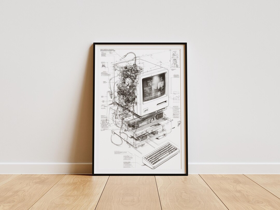Retro MacBook Schematic Poster Print – Vintage Apple Laptop Blueprint ...