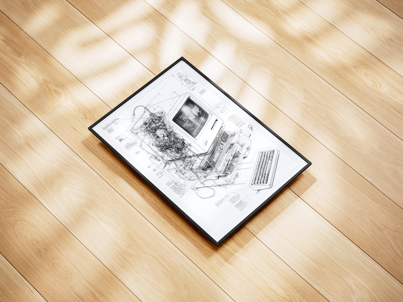 Retro MacBook Schematic Poster Print – Vintage Apple Laptop Blueprint ...