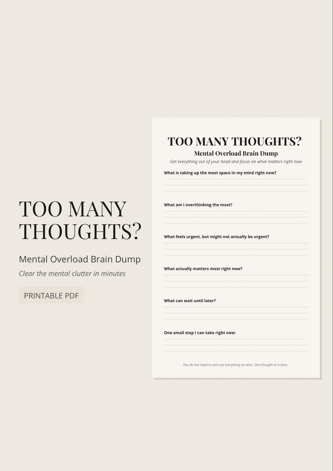 Overloaded Confusing Worksheet Example Too Many Thoughts Worksheet, Brain Dump Printable, Mental Overload ...
