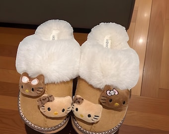 Plush Kitty Slippers – Fuzzy Warm Indoor Shoes, Cozy Cat Lover Gift