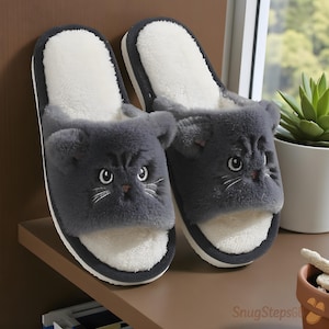 Pantuflas de gato esponjosas – Cómodas pantuflas de forro polar