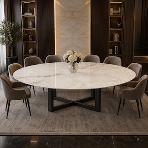 Oval Marble Dining Table Luxury Modern Dining Room Furniture White Onyx Style Large Contemporary Pedestal Table (only table top)