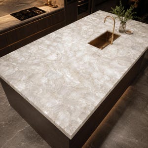 White Quartz Kitchen Countertop  Luxury Quartz Island Top Custom Quartz Counter Kitchen table White Stone Countertop Handmade Quartz Slab