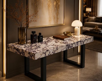 Calacatta Viola Marble Console Table Luxury Stone Entryway Table Handmade Modern Hallway Furniture (only table top)
